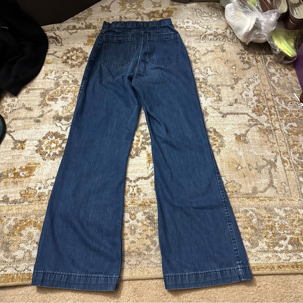 Vintage 70s Navy Issued Sailor Bell Bottom Jeans Denim Dungarees - Picture 3 of 7